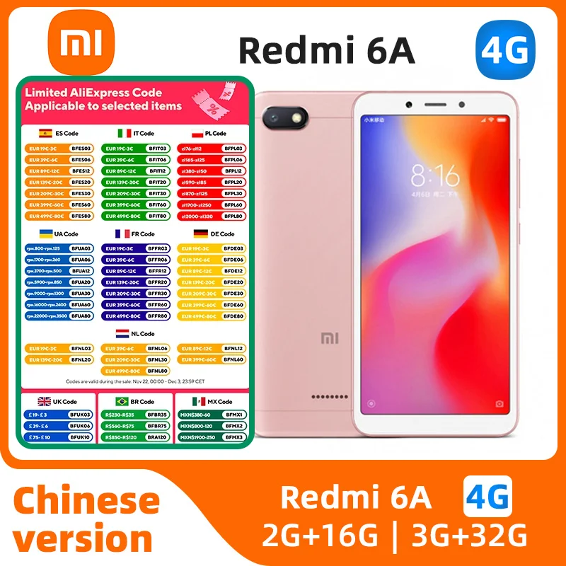 xiaomi Redmi 6a/Redmi 7 Android 4G Unlocked 5.45 inch 3GB RAM 32GB ROM （test） in Good Condition Original Cell phone