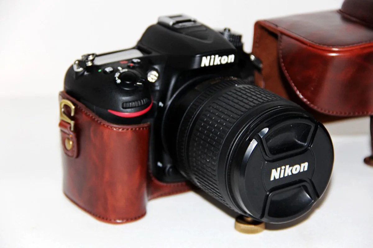 Retro Vintage PU skórzany futerał do aparatu torba na aparat Nikon D5100 D5200 D5300 czarna kawa brązowa
