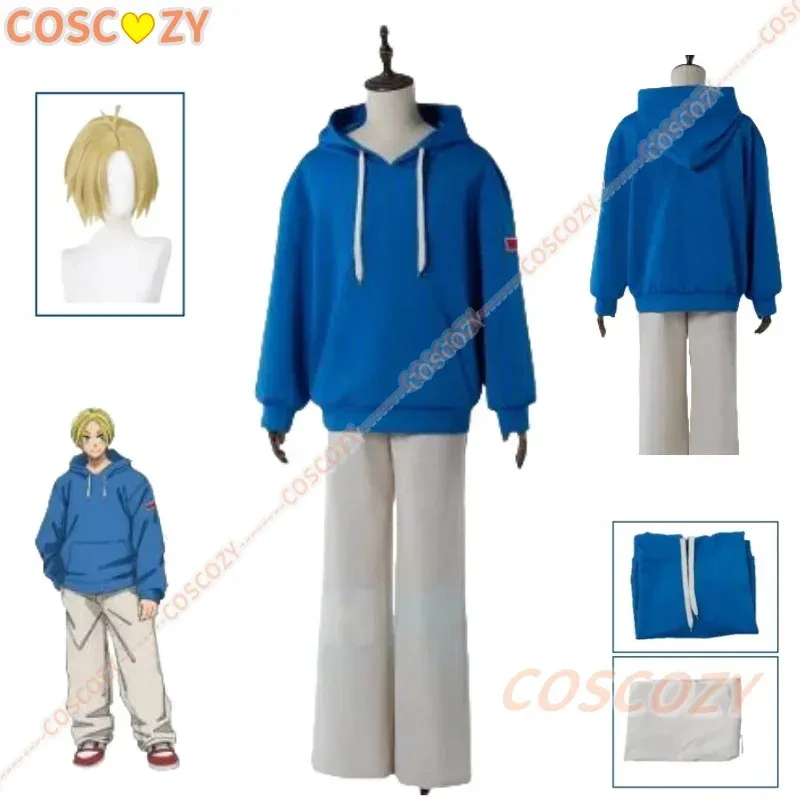 

Anime Shin Asakura Cosplay Costume Wig Anime Sakamoto Days Blue Sweatshirt Pants Hair Halloween Con Party Women Men Uniforms