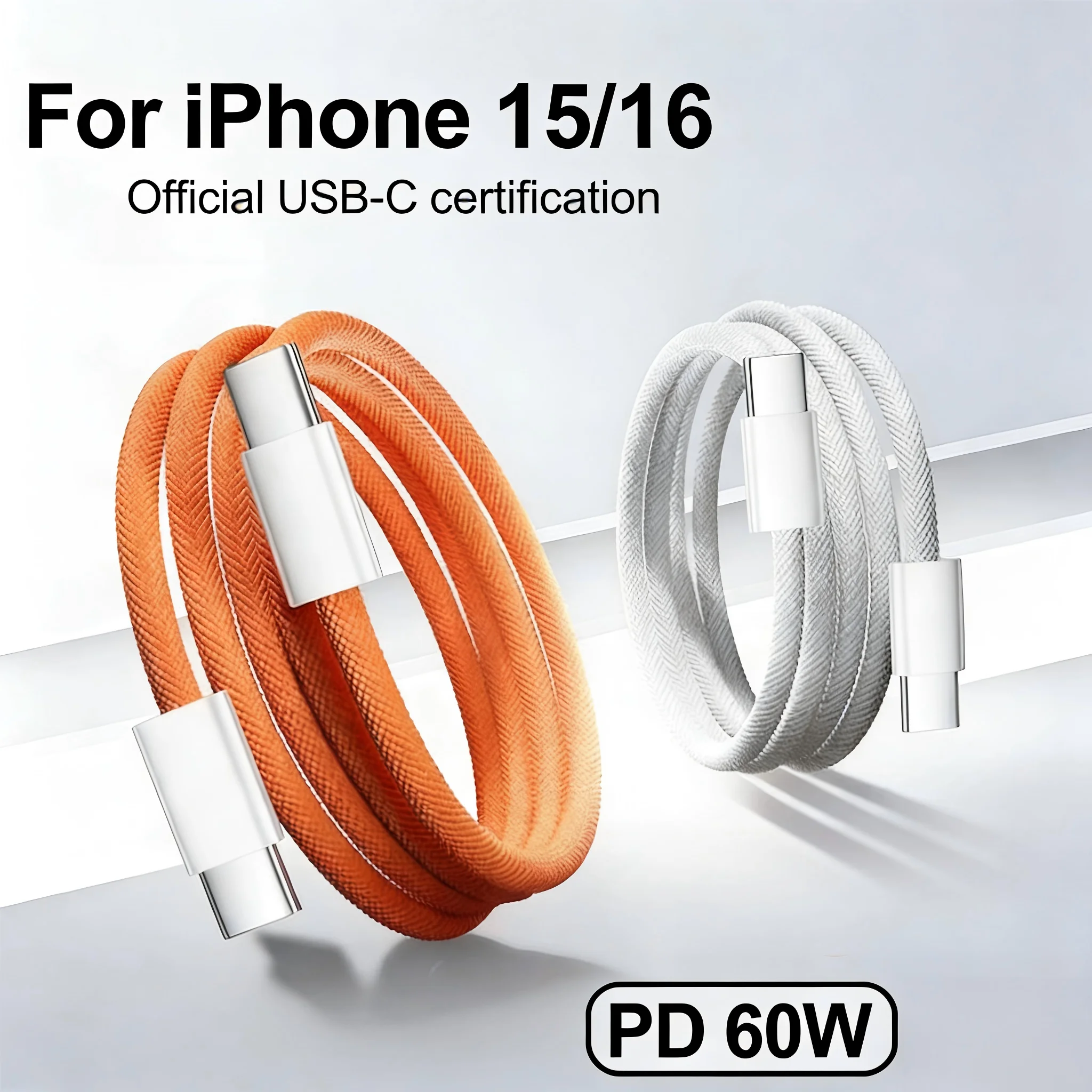 Original USB-C Kabel für iPhone 17 16 Pro 15 Max PD 60W Schnellladung für Xiaomi Samsung Typ C Geflochtenes Kabel Zubehör