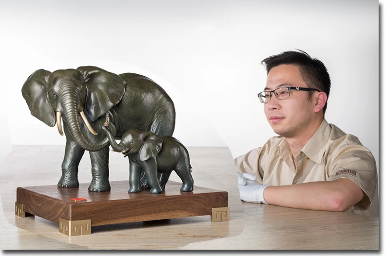 36 LARGE-home office TOP Decor ART --SAFE efficacious Talisman Elephant mother and son bronze Hand engraving art sculpture