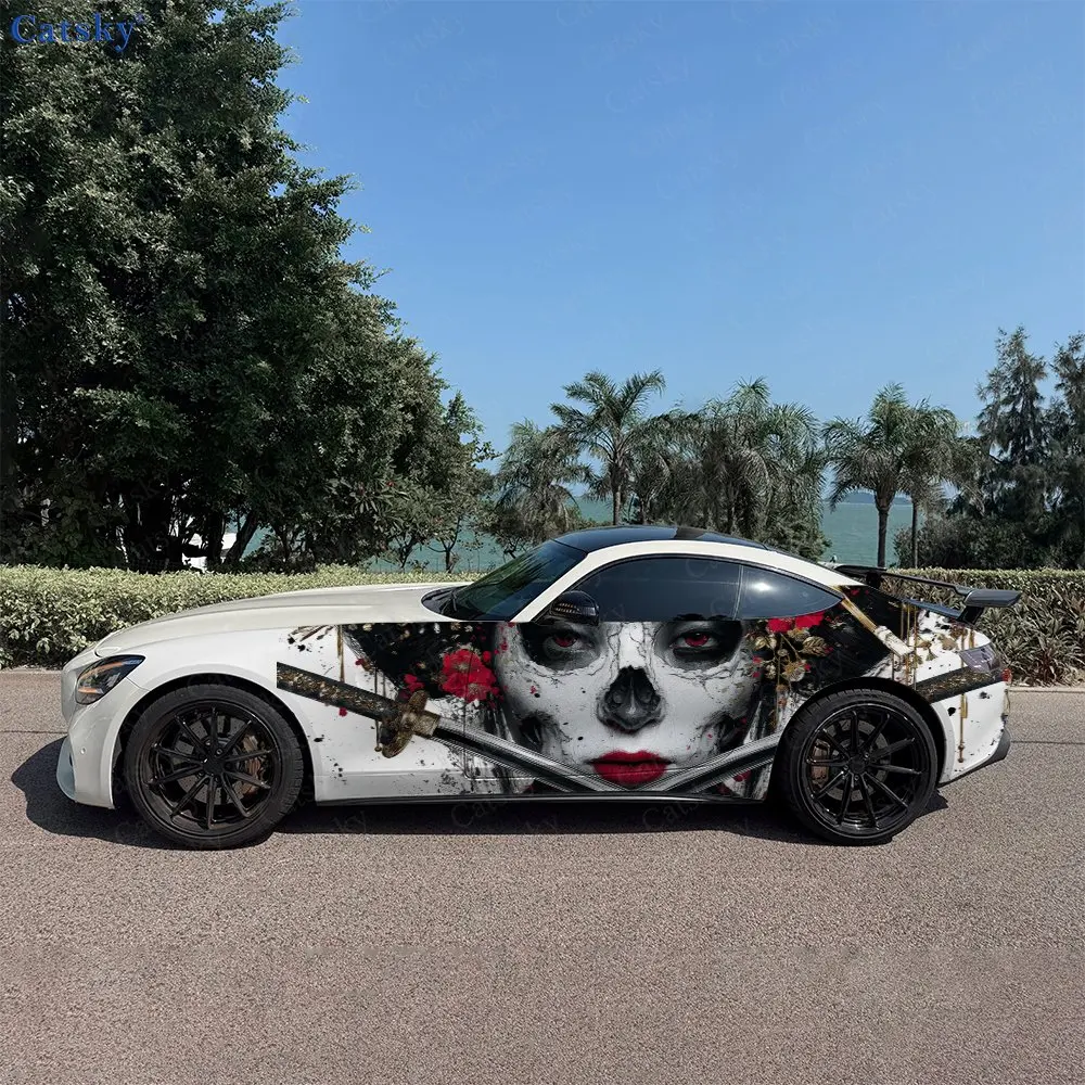 

2 шт. виниловой пленки для автомобиля с дизайном Oni Geisha Flower Blade Roar, прочная, устойчивая к выцветанию, улучшает эстетику автомобиля, с ярким художественным дизайном