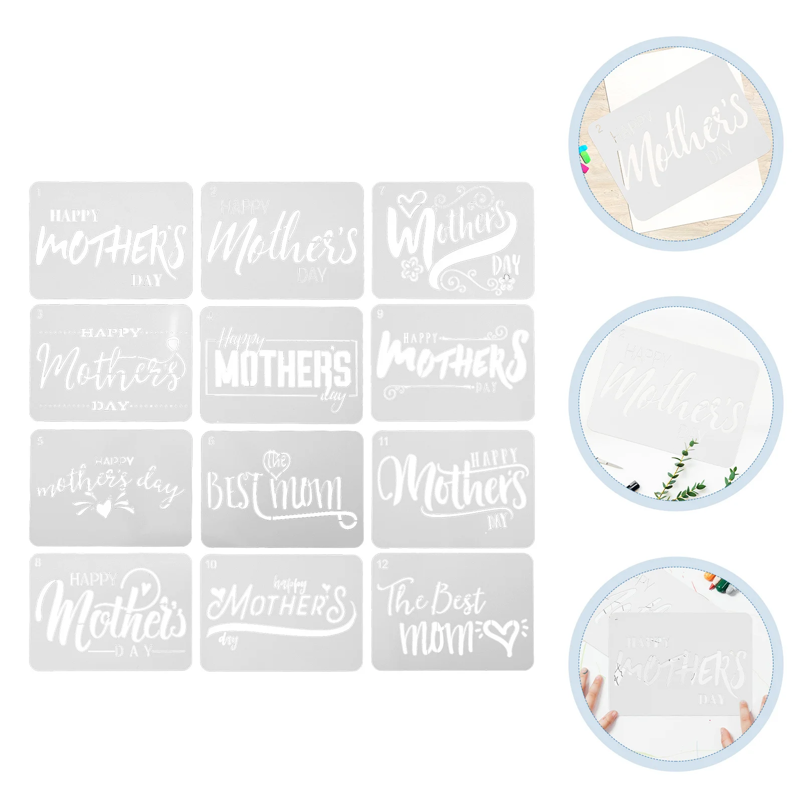 12 قطعة من قالب الحروف البلاستيكية لطلاء استنسل أداة رسم يدوية لوازم حرفية تعليمية لـ