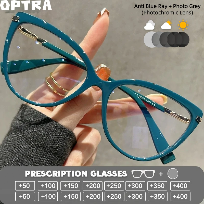 

OPTRA Travel Portable TR90 Reading Glasses Anti Blue Light Myopia Photochromic Eyeglasses Custom Prescription Optical Eyewear