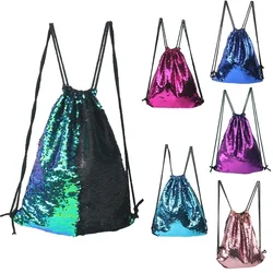 Women Sequins Daypacks Bling Bling Bag For Beach Mermaid Drawstring Bag Men Backpacks