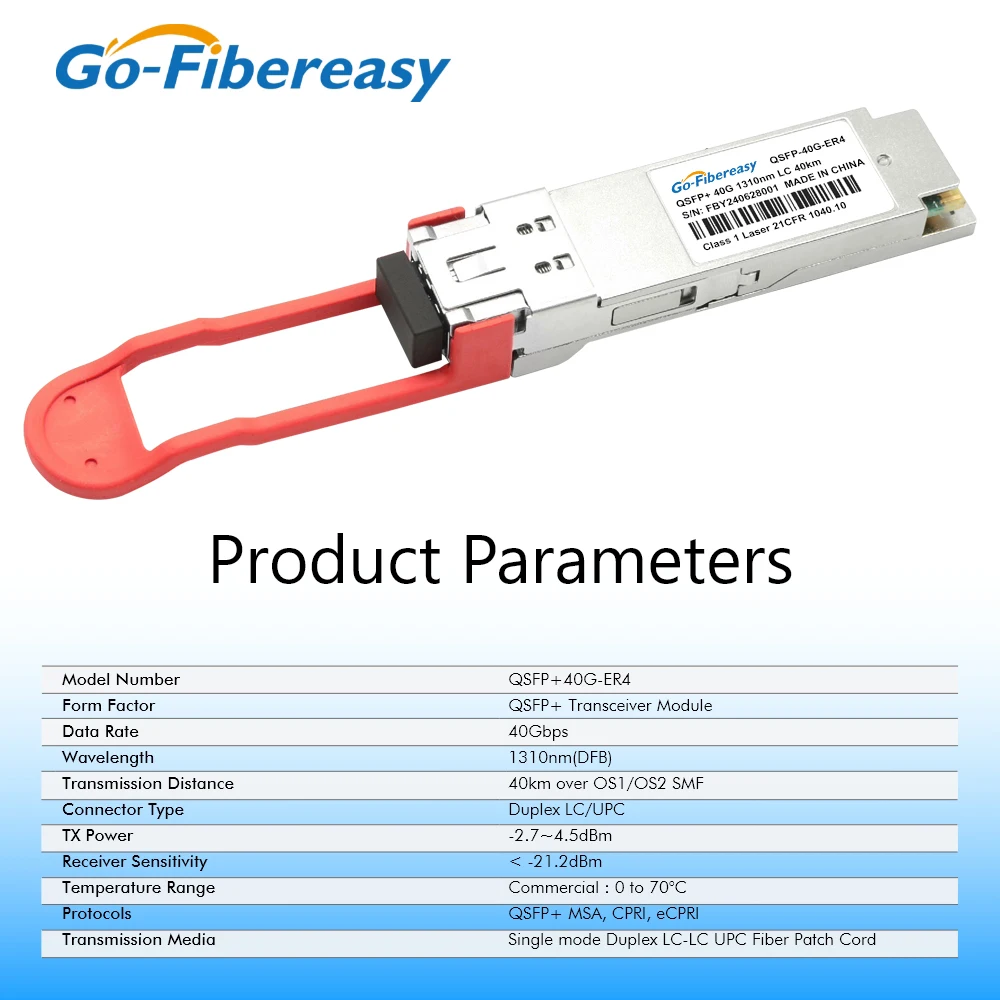 40Gb 40km ER4 QSFP Transceiver 1310nm LC/UPC Connector Fiber Optic Module For Cisco Juniper Mellanox Mikrotik... Ethernet Switch