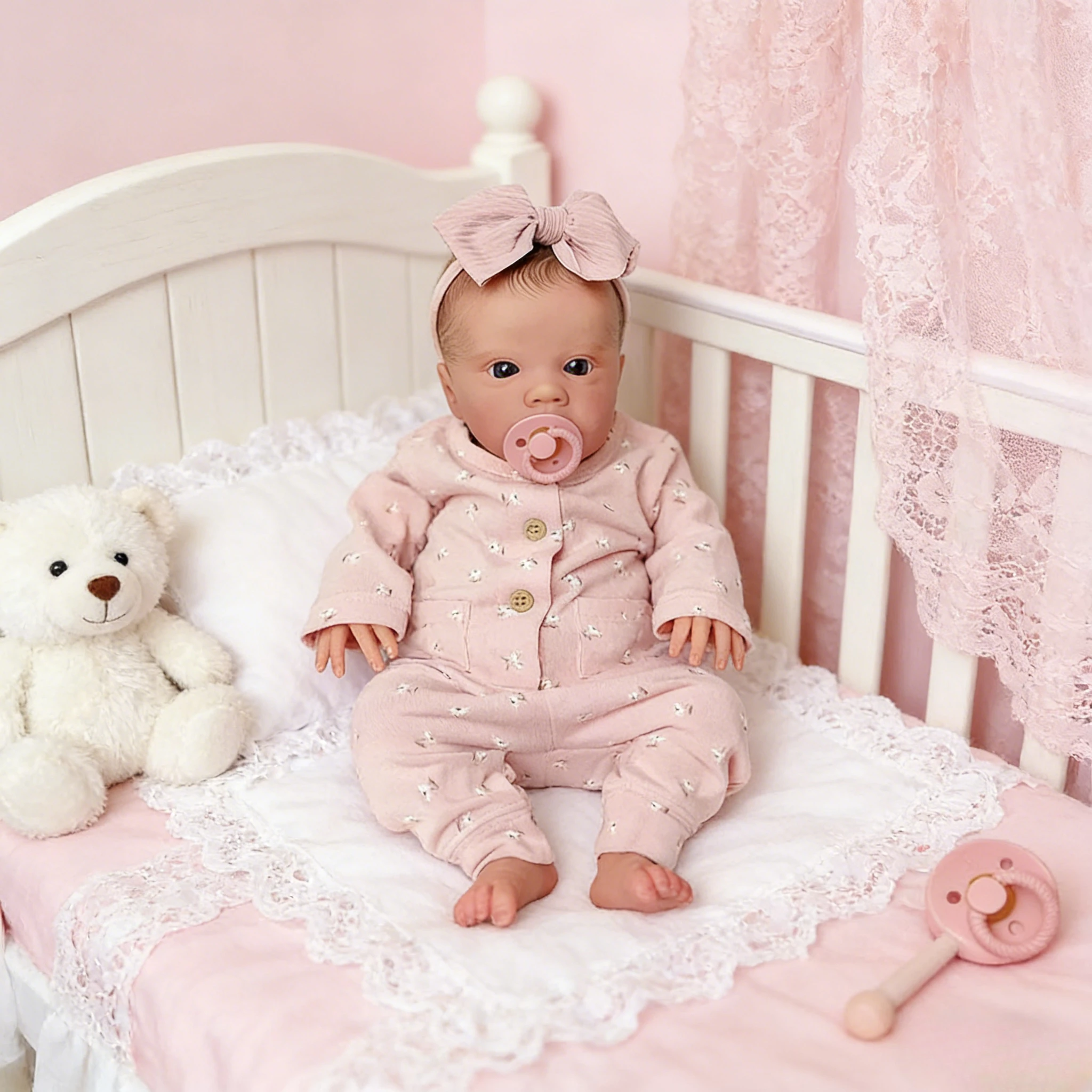 Muñeca Reborn realista de 19 pulgadas Primrose: estilo despierto, cuerpo de tela suave, piel 3D (varios visibles) y pelo dibujado a mano