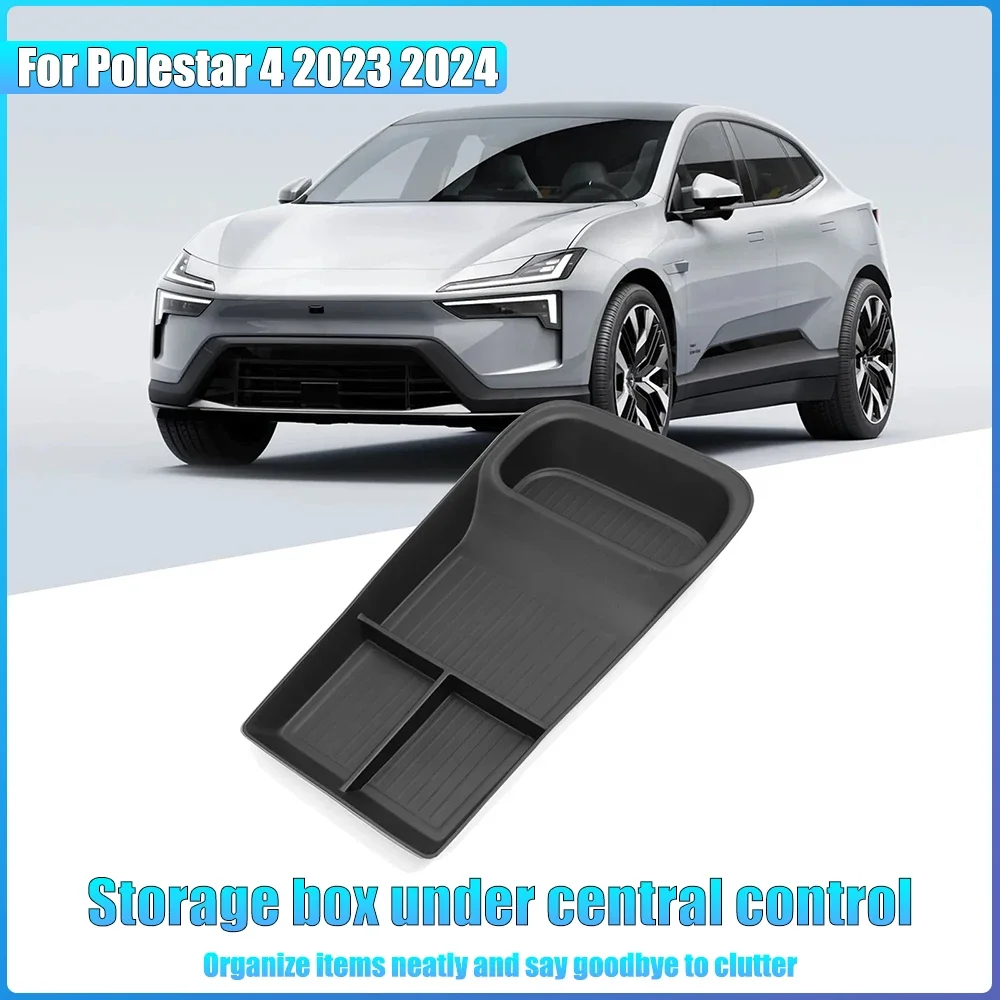 

ЧЕРНЫЙ автомобильный центральный ящик для хранения для Polestar 4 2023, 2024, центральная консоль, нижний слой лотка, органайзер, аксессуары для уборки интерьера