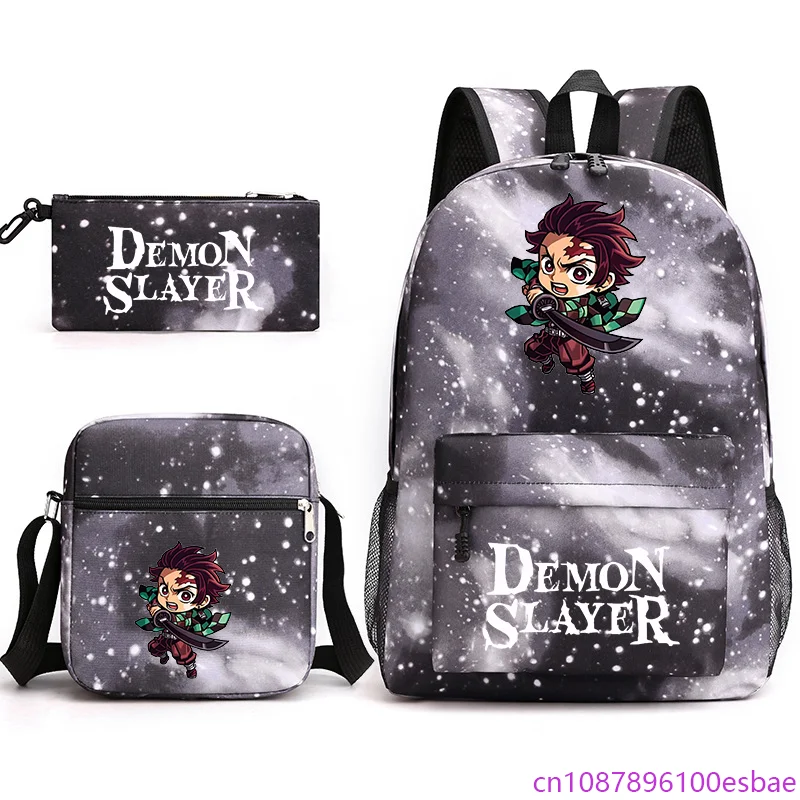 

Anime Kamado Tanjirou Cartoon Printed 3-Piece Backpack Boys Girls School 3-Piece Backpack Shoulder Bag Pencil Bag