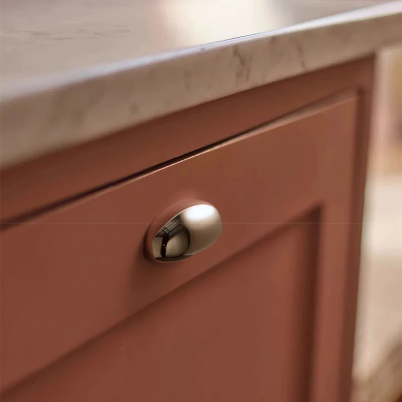 Goo-Ki Modern High-end Handles for Furniture Solid Brass Titanium Silver Kitchen Handles Semi-circle Drawer Pulls Kitchen Handle