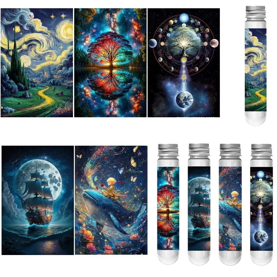 5 Packs 750 Pieces Adult Mini Test Tube Puzzle Jigsaw Dream Series Painting Funny Game Home Decor Wall Display Festival Gifts