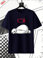 Disney Baymax Cartoon Printed Cotton T-shirt 2026 Summer New Men's and Women's Street Hip Hop Loose Casual Short Sleeve Top