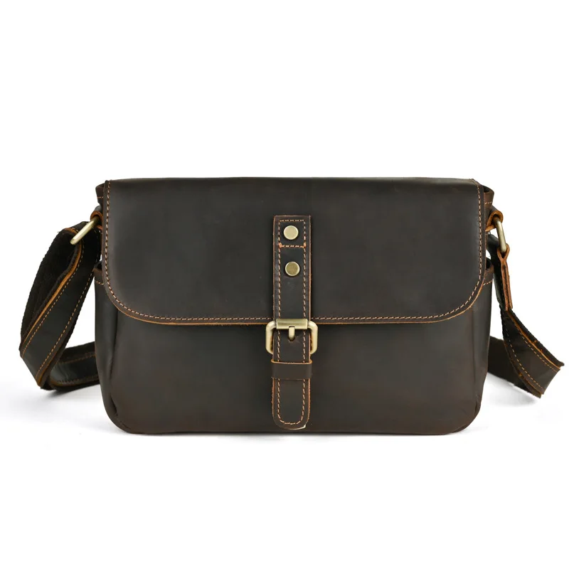 LD-Crazy Horse Leather Casual Men's Crossbody Bag, Genuine Leather Retro Versatile Single Shoulder IPad Bag