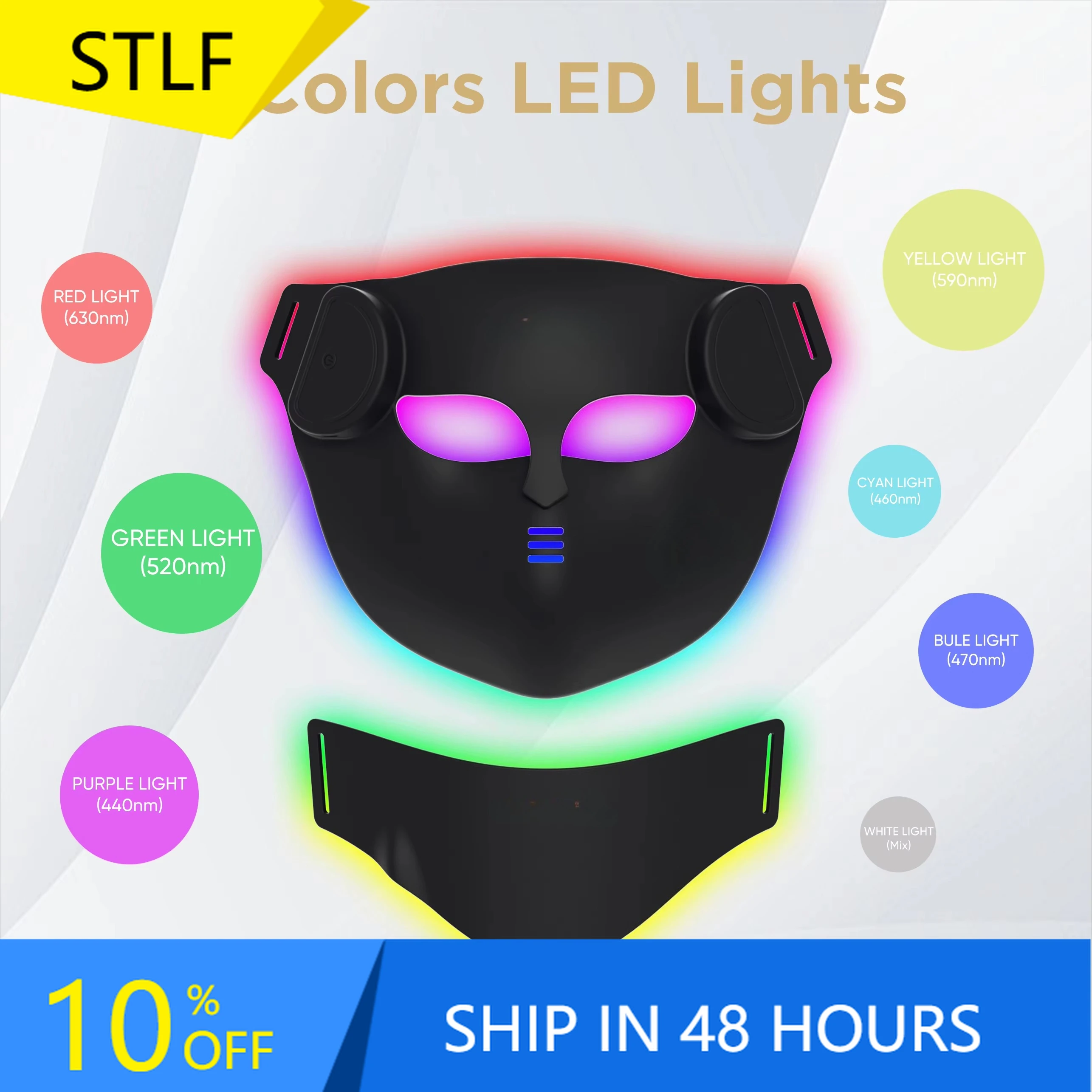 

STLFLED Photo Mask 7 Colors 630nm 850nm Near Infrared Photon Care Home Use OEM Custom Color