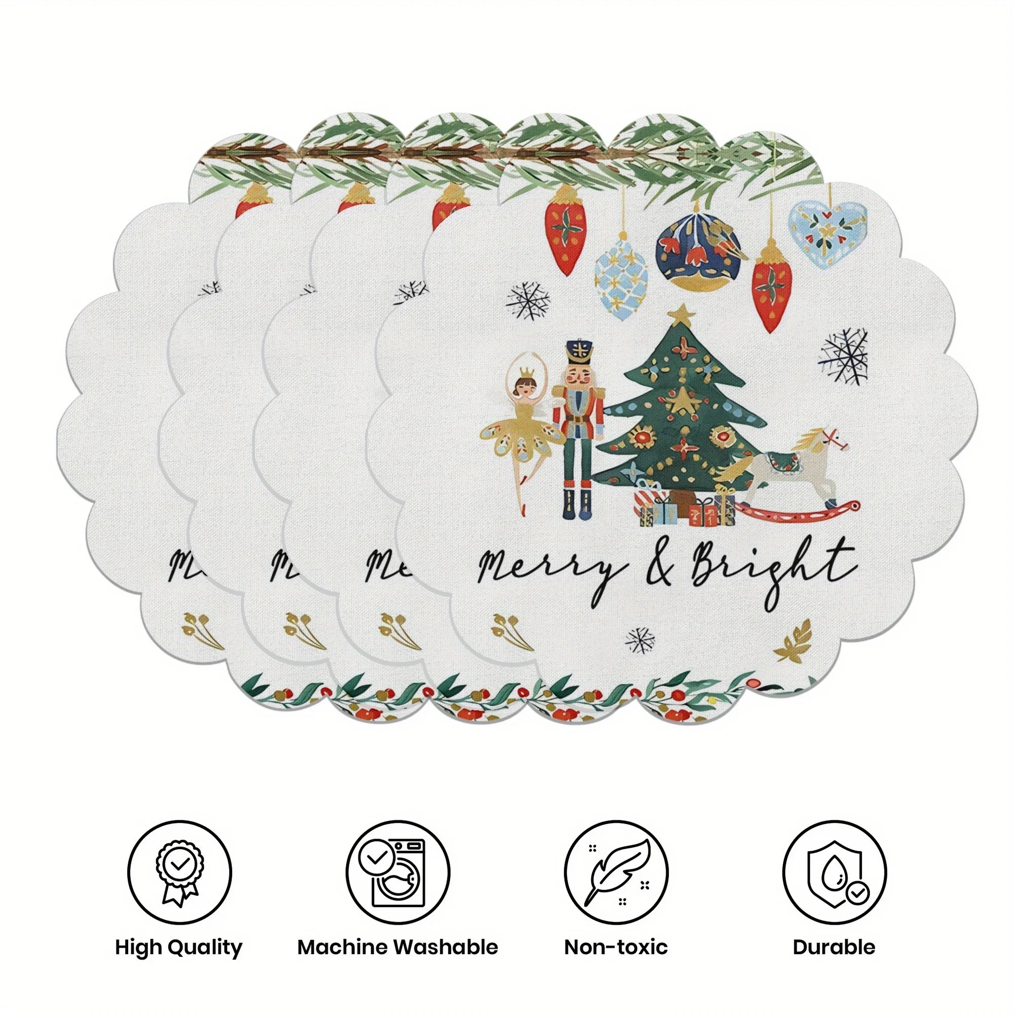 VIKAMA 4PC Weihnachten Nussknacker Matte Nussknacker Ballett Tänzerin Weihnachtsbaum Tisch Restaurant Weihnachtsdekoration