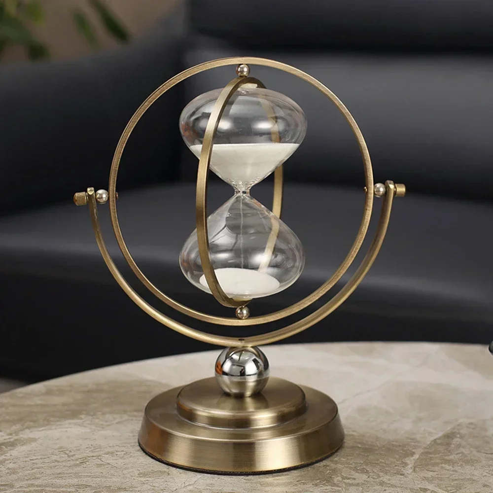 

360 Rotating Vintage Brass Hourglass Sand Clock, Antique Sand Timer, Home Decor, Office Gifts, Wedding Decor