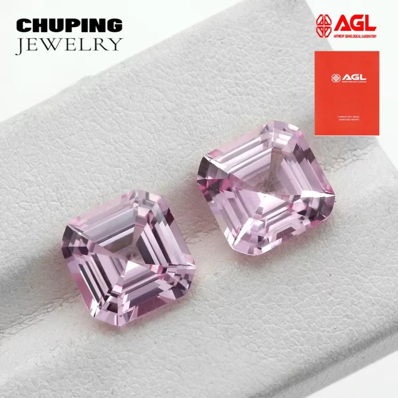 

Lab Grown Morgan Pink Sapphire Asscher Cut Flame Melted With AGL Certificate Synthetic loose gemstone For DIY Jewelry Design DIY