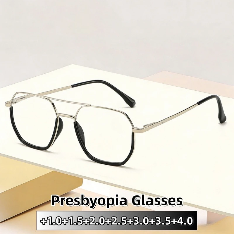 

Classic Large-framed Reading Glasses Unisex 2026 New Fashionable Artistic Revival Metal Anti-blue Light Eyeglasses +1.0 To +4.0