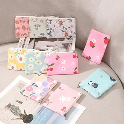 Flower Print Mini Small Pocket Wallet Small Fresh Cotton Floral Cartoon Fabric Change Card Bag Female Student Coin Storage Case