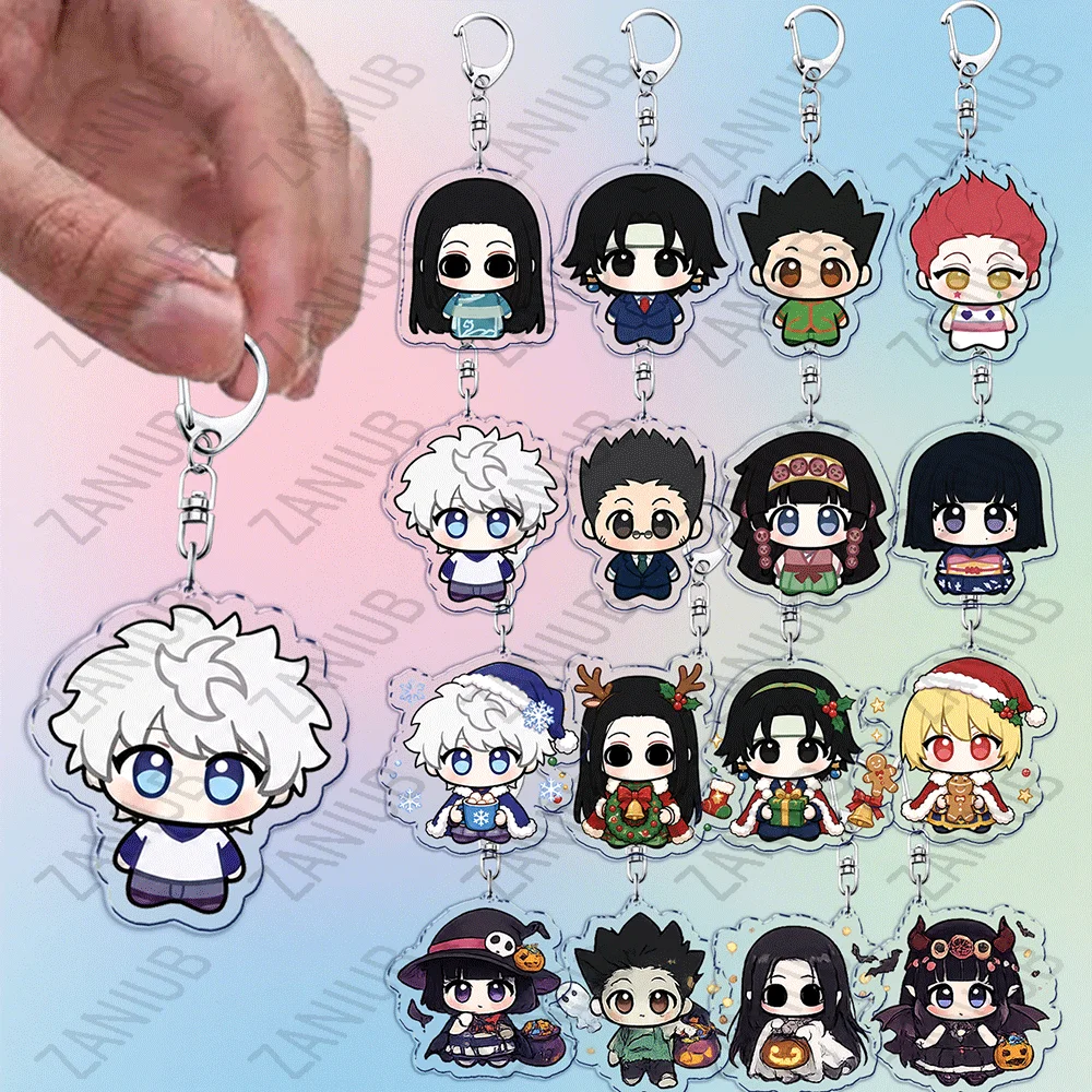 Anime Killua Hyskoa Kurapika Chibi Keychain Accessories Bag Cars Japan Charm Manga Zoldyck Key Keyrings Jewelry Fans Gifts