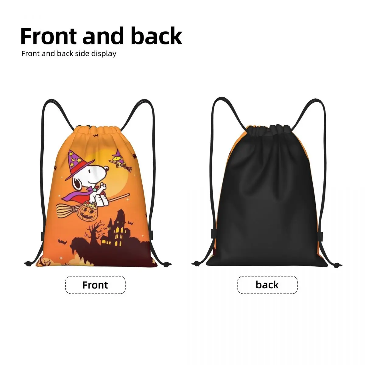 Personalizzato Halloween Snoopy Beagle cane zaino con coulisse donna uomo Sport palestra Sackpack pieghevole Cartoon Shopping Bag Sack