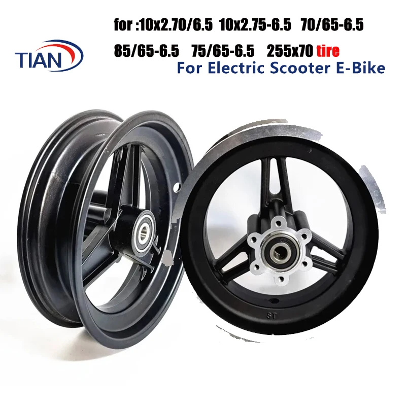 

10x2.70-6.5 255x70 70/65-6.5 Tubeless Wheel Hub Rim for 10 inch Scooter 6 Hole 6.5 Inch Hub Rim Replace Accessories