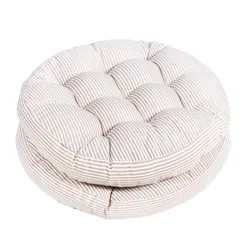 Inyahome Outdoor Round Square Chair Cushion Farmhouse Patio Cushion Premium Comfortable Thick Fill Tufted Floor Wicker Seat Pads