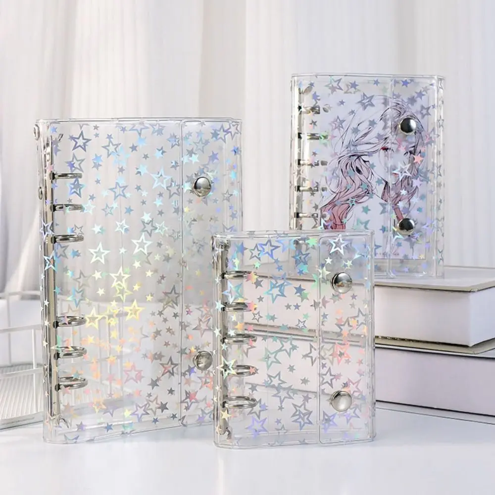 Durable PVC Loose-leaf Notebook Cover A6/A7/M5 Transparent Book Clip Dazzling Stars Notebook Loose Leaf Binder