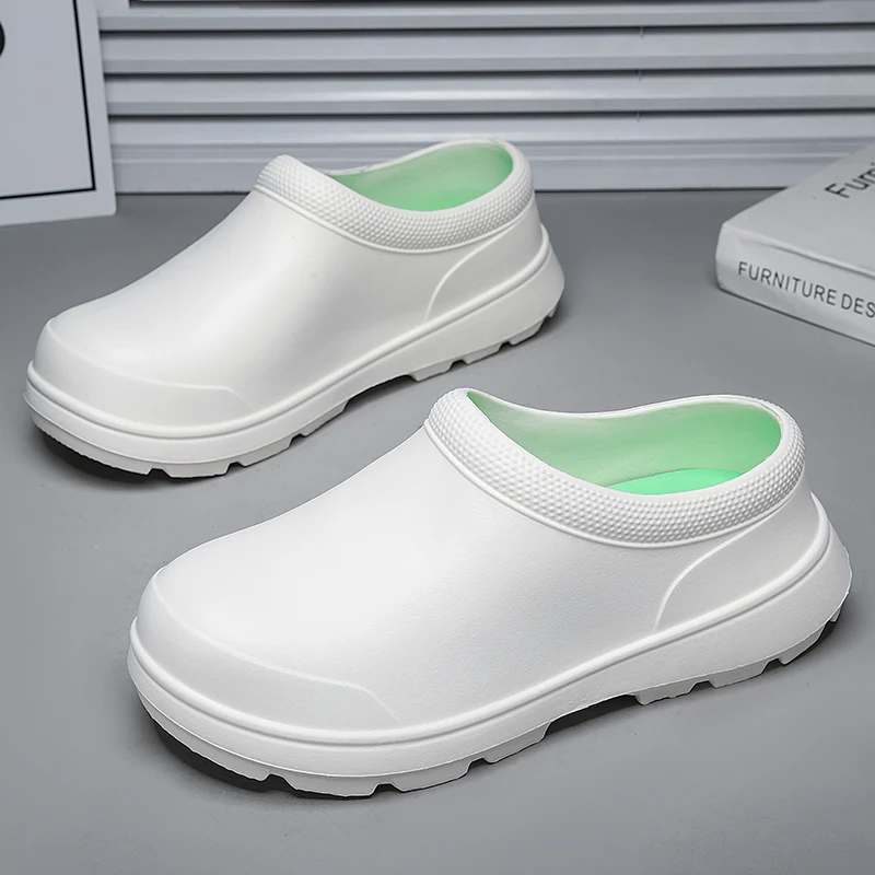 2024 new kitchen anti-slip waterproof rain shoes anti-oil lazy people a slip-off not tired feet wear-resistant casual chef shoes