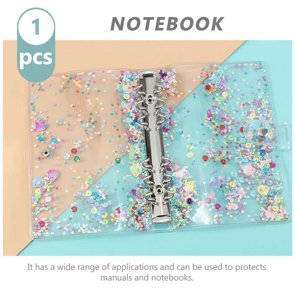 PVC Sequin Binder Planner Cover Practical Portable Notepad Shell for Study Office Use Gift for Friends Loose Leaf Binder