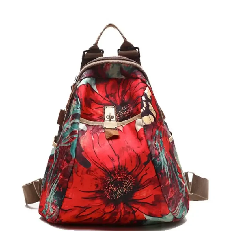 Large Capacity Women Backpack Multi-Purpose Printed Oxford Cloth Shoulder Package Leisure Travel Bag Canvas Student Schoolbag