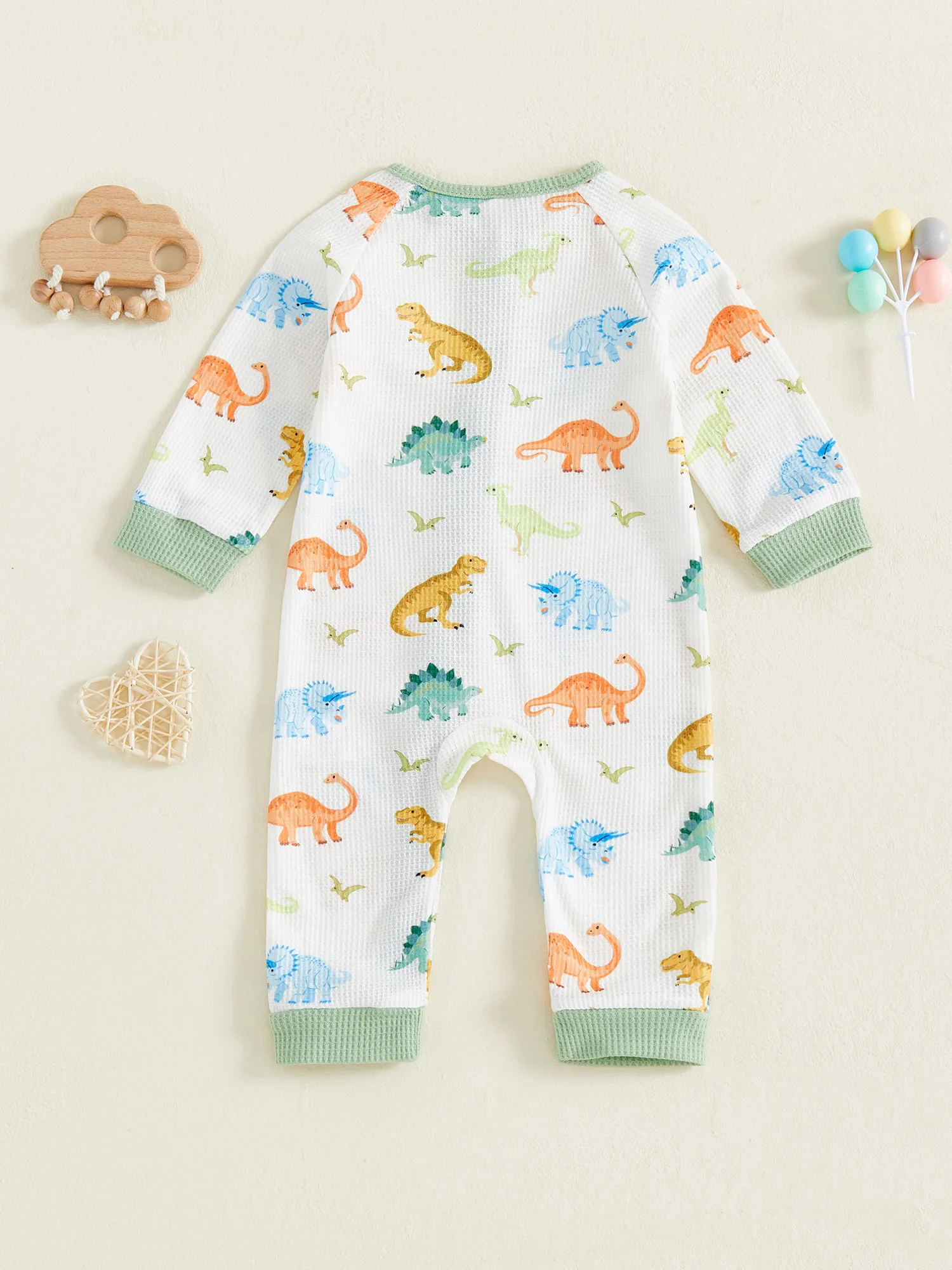 

Infant Boy Bodysuit with Cute Animal Print and Snap Closure Long Sleeve Round Neck Baby Romper Footless Pajamas for Newborns