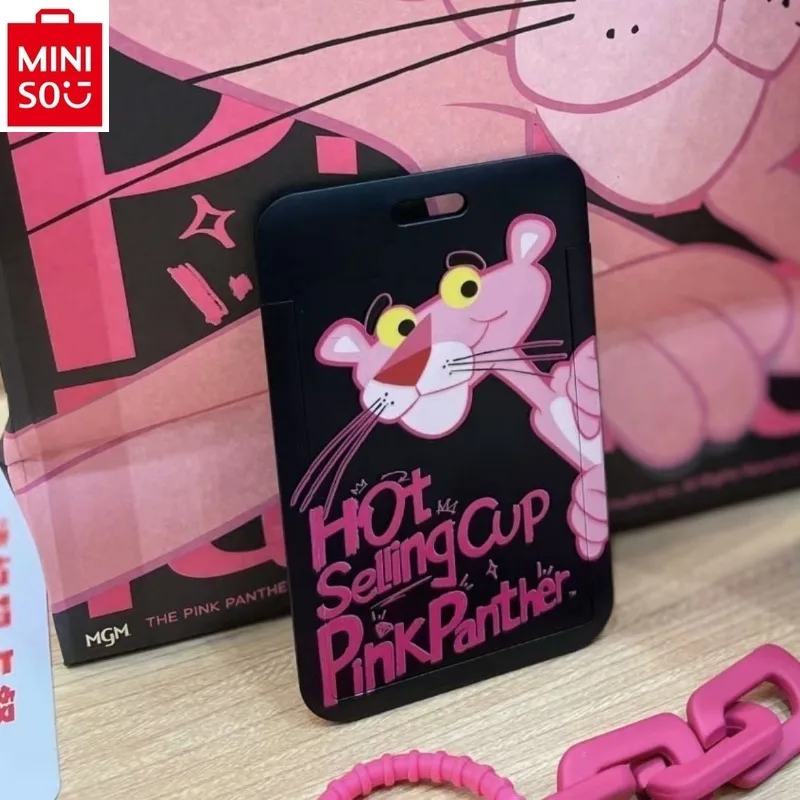 MINISO   Disney Pink Leopard Cute Print Student Card Set Rice Card Access Control Storage Women's Multi functional Card Bag