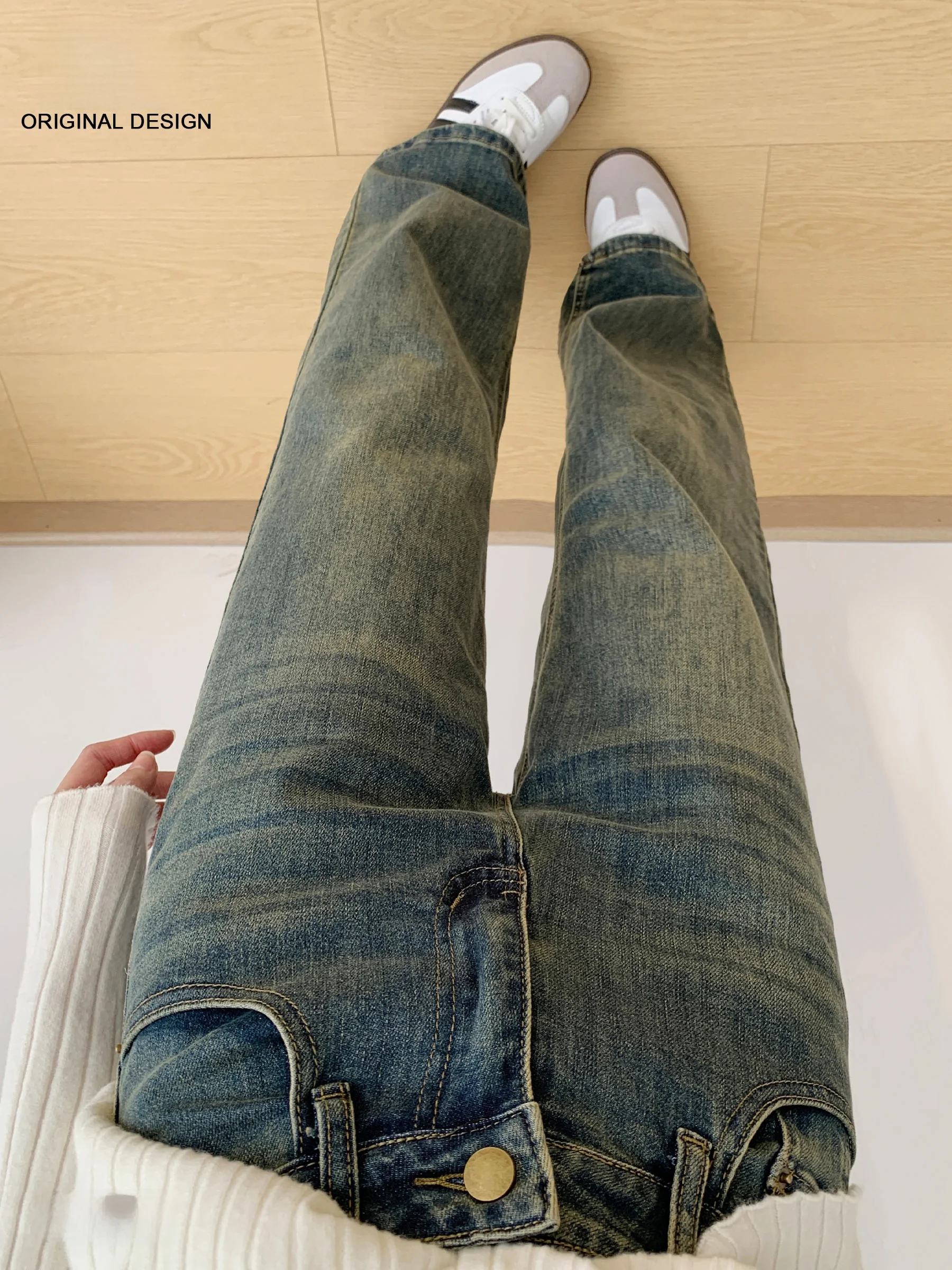 

American Style High Waist Straight Leg Jeans Women's Loose Slimming Drapey Narrow Version Wide Leg Pants Spring 2026 New