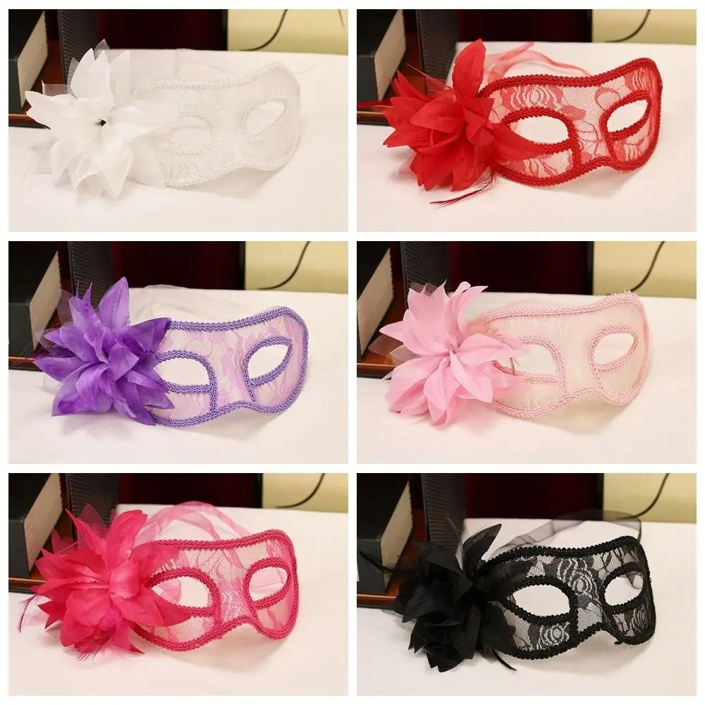 Flower Half-Face Mask Seductive Style Cosplay Feather Mask Masquerade Fancy Prom Halloween Festival Party Mask Women's Event 6