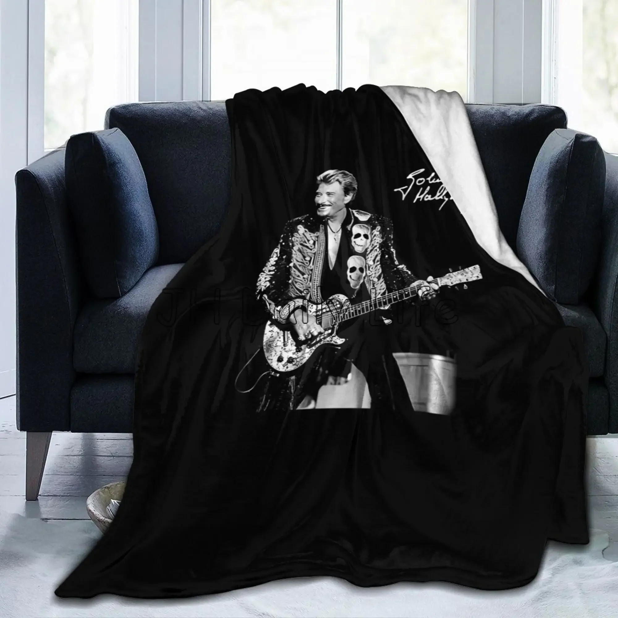 

Johnny Hallyday Soft Warm Throw Blanket Lightweight Cozy Flannel Fleece Bed Blanket Gift for Home Decor Chair Couch 80x60 Inch