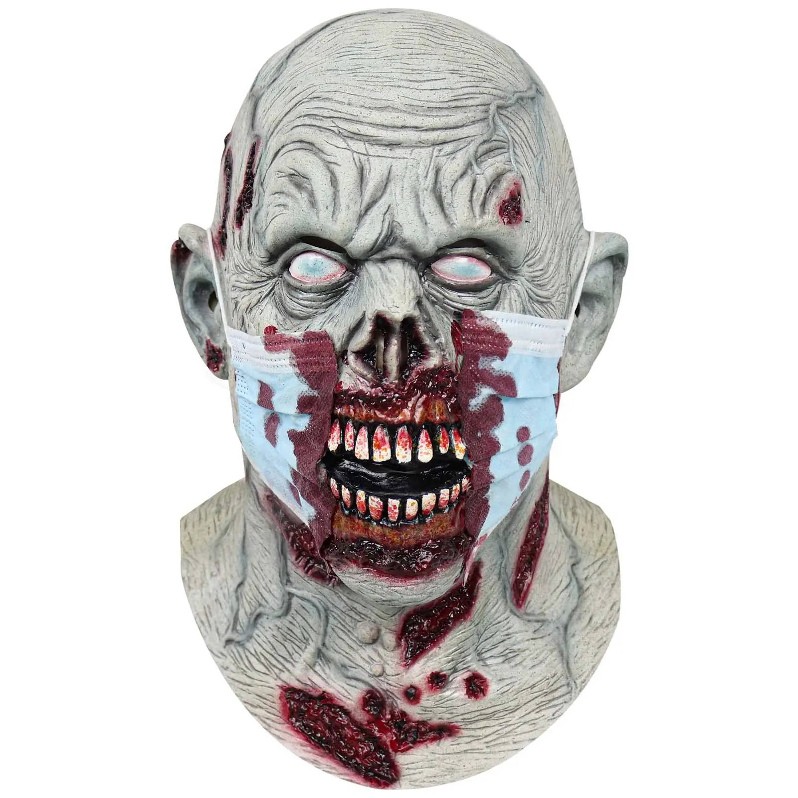 

Halloween Scary Zombie Mask Full Head Latex Demon Mask Creepy Vampire Headgear Horror Cosplay Costume Bloody Props