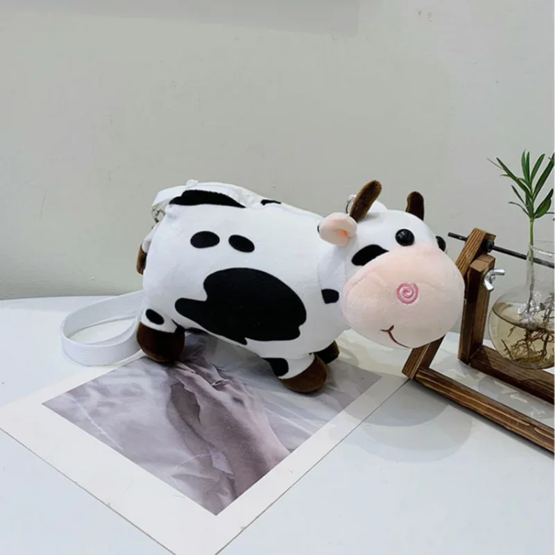 Kawaii Cow Plush Bag Backpack Toy Lovely Zero Wallet Crossbody Bag For Boys Girls Gifts