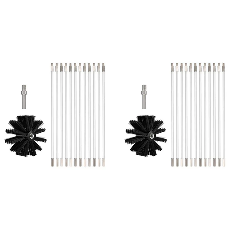 ABVG-28Pcs Chimney Cleaner Brush Clean Rotary System Fireplace Kit Rod Tool Set Home Kichen Cleaning Brush