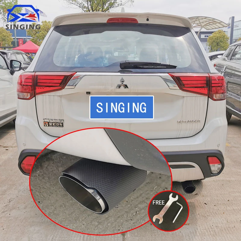 

Carbon firber Exhaust tip Decor Exhaust Muffler Tips Rear Tail Pipe Modification Accessories For Mitsubishi Outlander 2013 -2021