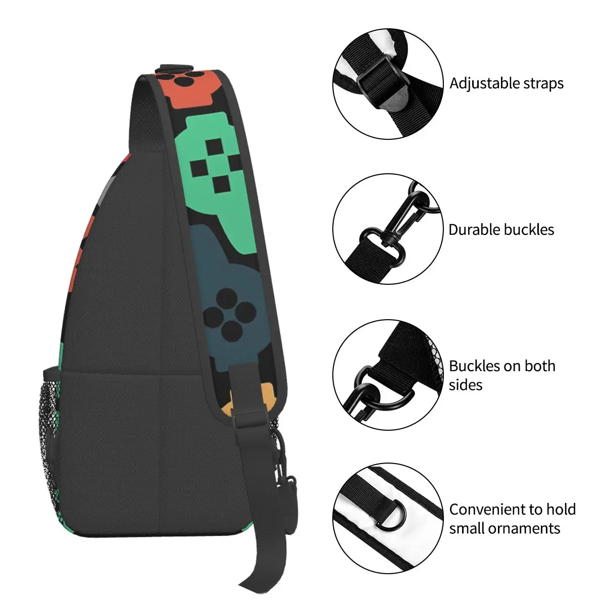 Game Controller Crossbody Bag Sports Gamepads Everywhere Chest Bag Unisex Women Man Fashion Shoulder Backpacks Travel