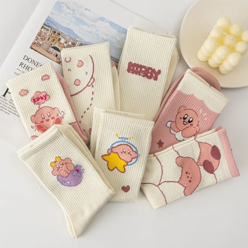 Kirbys Stockings Kawaii Socks Women Cartoon Anime Derivative Peripherals Sock Comfortable Breathable Birthday Party Gifts New