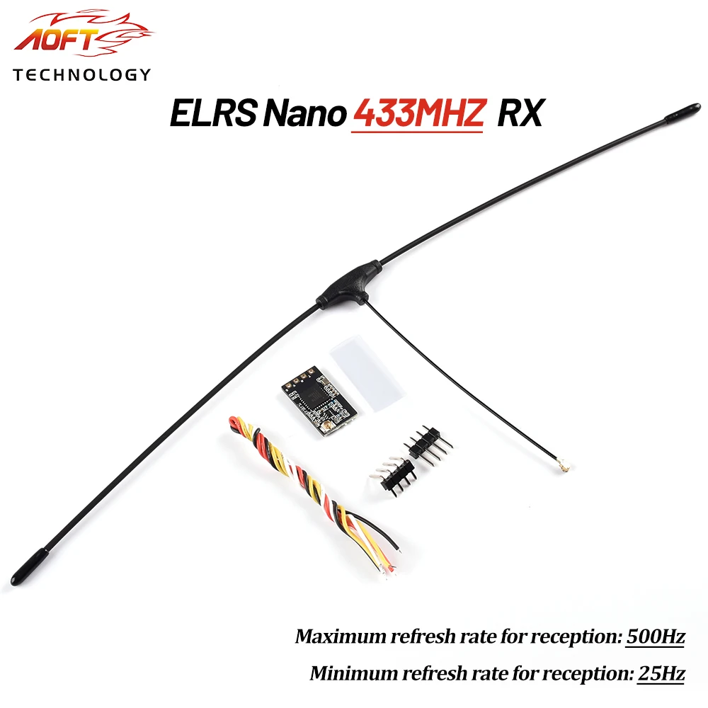 1PCS/5PCS ELRS Nano 433Mhz RX Receiver 25-500mhz Refresh Rate with T Antenna FPV 433 Receiver for RC Airplane Long Range Drones