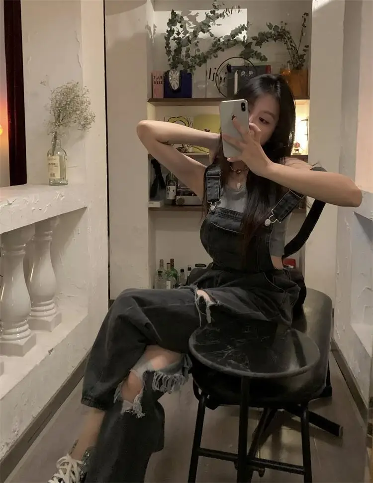 Tute larghe Donna Tinta unita Verde Personalità asimmetrica Nappa bohémien Coulisse Fondo grigio nero Femme Estetico Glam