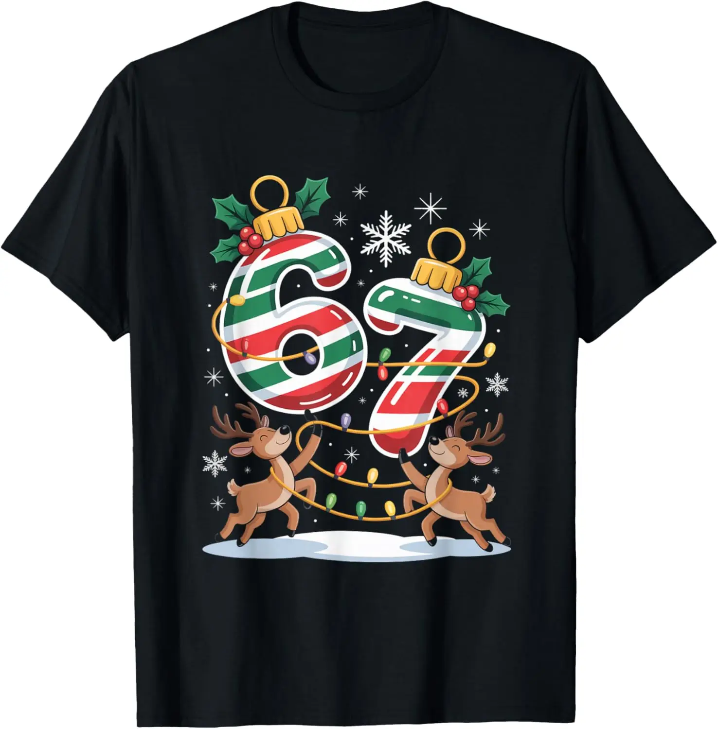 Christmas 67 Funny Xmas Six Seven Ugly Sweater 6-7 T-Shirt Summer Short-Sleeved Breathable Sweat-Wicking Versatile Fashion