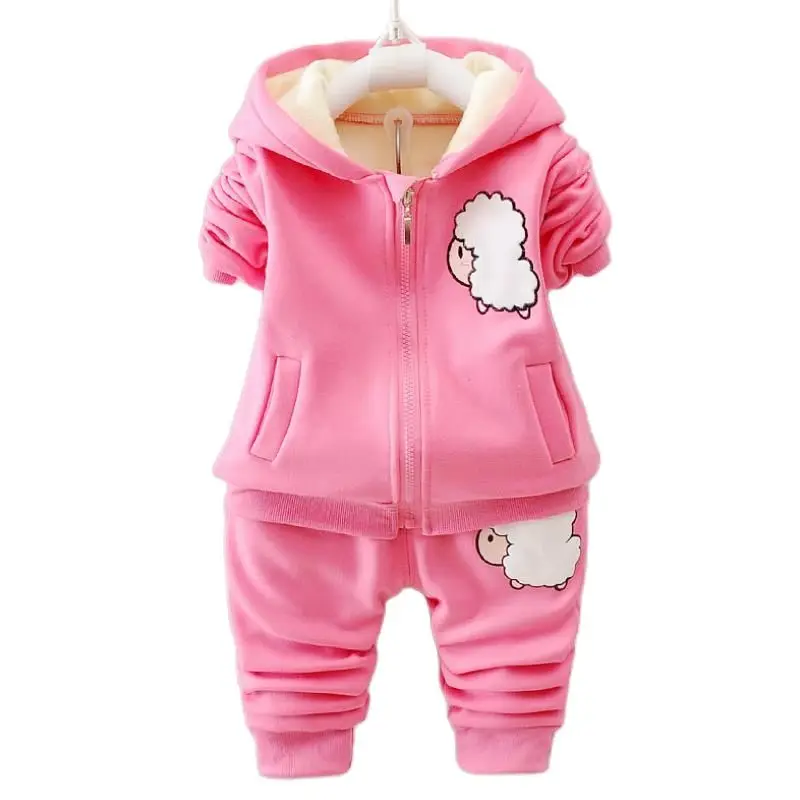 2023 New pattern Autumn and winter Baby Girls Clothes Set printing fashion Hoodied Suit Children Cardigan Keep warm Suit 0-5Y