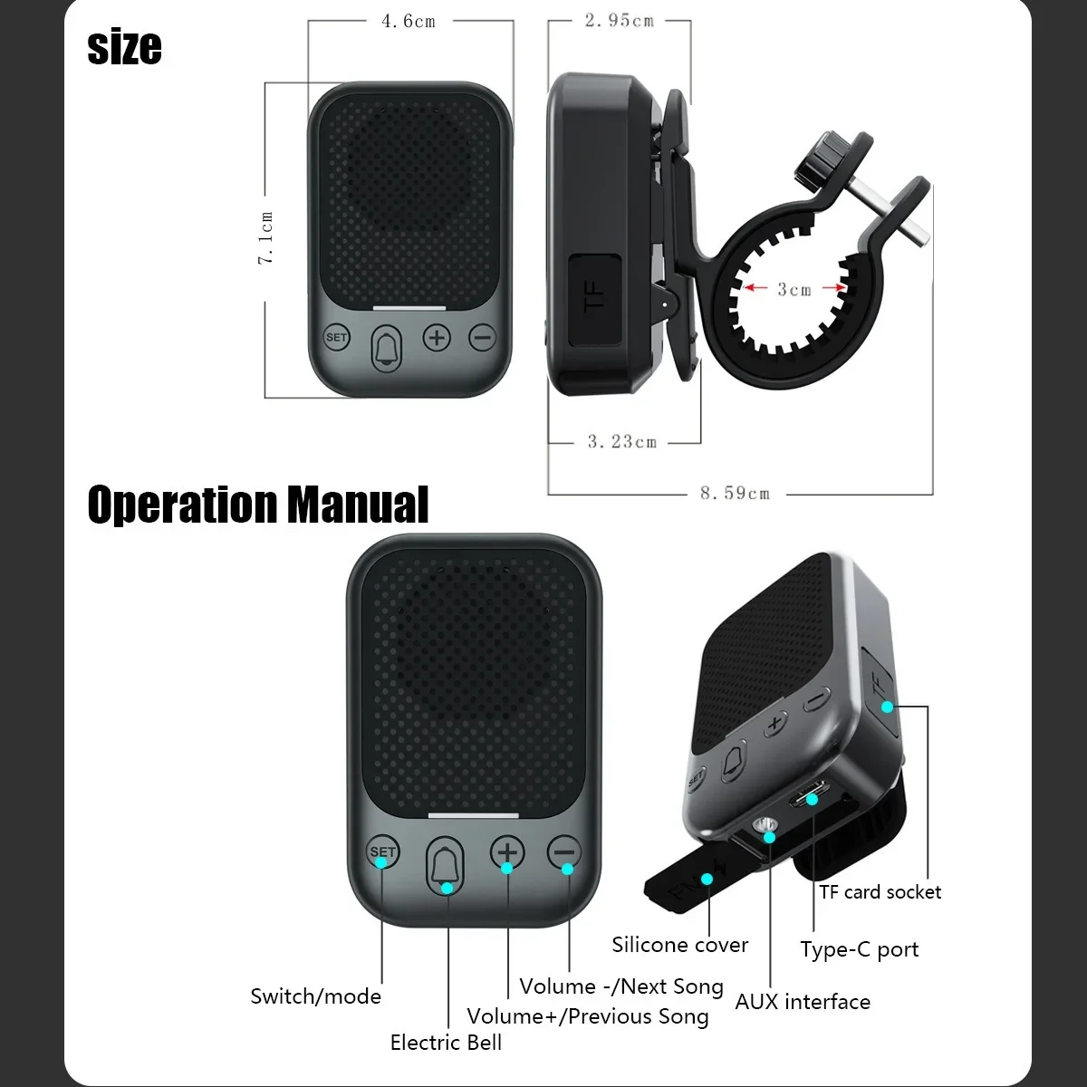 Speaker Bluetooth Mini Multifungsi 2-in-1 Seri TWS dengan Klip Belakang, Praktis untuk Aktivitas Luar Ruangan, Pemutar Kartu FM/TF, Tahun 2025