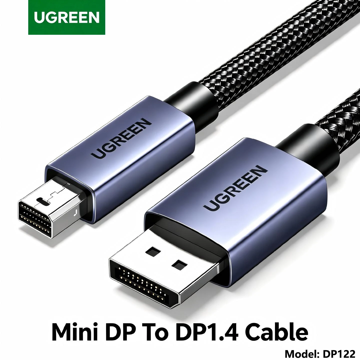UGREEN Displayport 1.4 Mini DP naar DP Video Adapter Kabel 1,5m Gevlochten 8K@60Hz 4K 2K@540Hz Voor Apple HP Notebook Laptop Monitor
