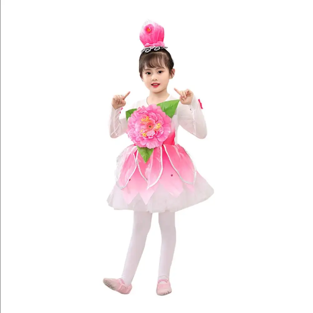 Girls Flower Dancewear Costume Kids Modern Dance Sequined Ballroom Party Dancing Dress Child Dancing Tutu Dress Clothes For Girl