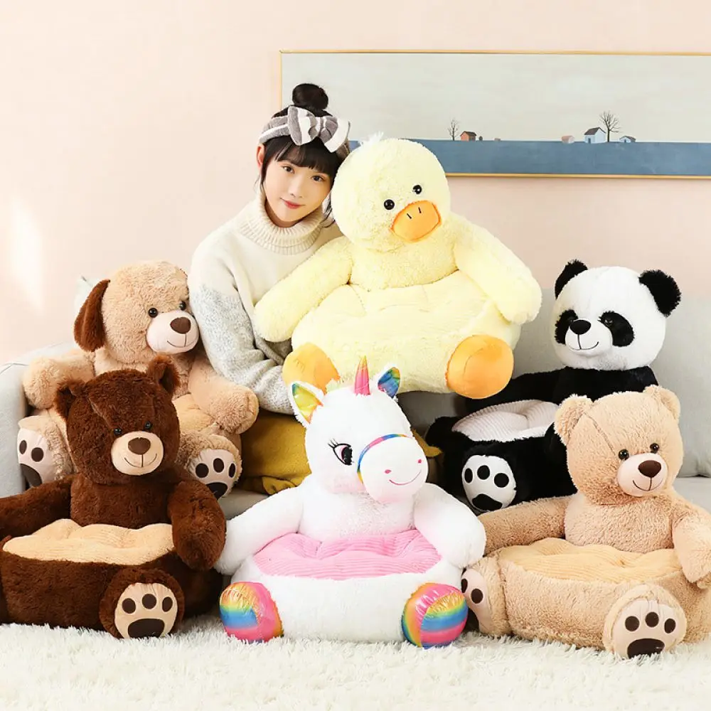 Children Plush Sofa Seat Cartoon Animal Shaped Chair Soft Supportive Toddler Furniture For Reading Nook Home Decor
